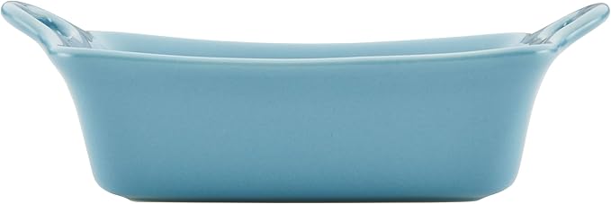 Rachael Ray Ceramics Au Gratin Set, Rectangular, Two 12-ounce, Agave Blue