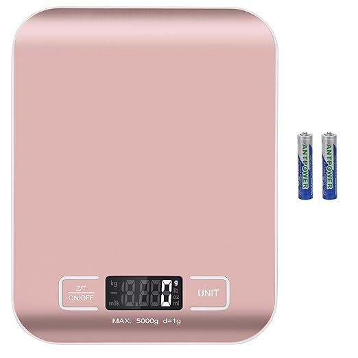 Digital Shipping Scale,Stainless Steel Panel, Accurate Portable Postal Scale for Packages, Small Business,Kitchen, Food, Handmade, Liquids, and Boutique (Rose Gold Battery(5kg/1g))