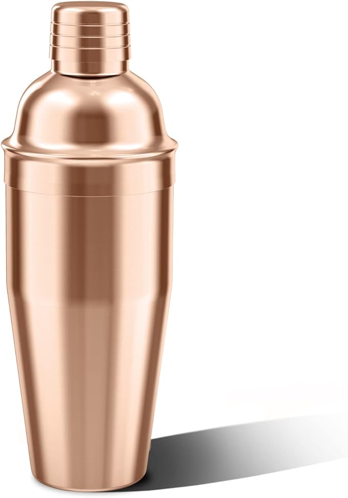 LUCKYGOOBO Cocktail Shaker,24 oz Martini Shaker,Food Grade Stainless Steel Martini Mixer Built-in Strainer,Drink Shaker,Bartender Kit Gifts. (Rose Gold)