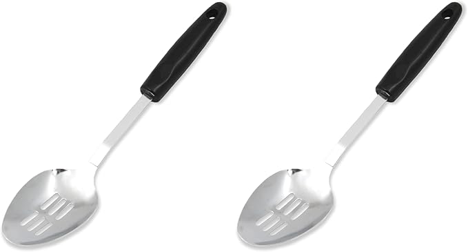 Chef Craft Select Slotted Spoon, 12.75 inches, Stainless Steel/Black (Pack of 2)