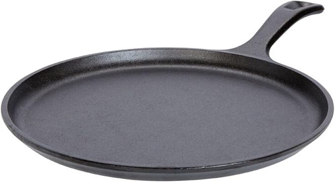 Lodge Round Seasoned Cast Iron Griddle - Round-Shaped, Pre-Seasoned Iron Griddle Pan - Non-Toxic, PFAS-Free Cookware - Compatible with Stovetop, Oven, Grill, or Campfire - 10.5 Inches