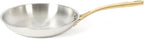 Martha Stewart Castelle 9.5-Inch Stainless Steel Frying Pan with Gold-Tone Handle – Tri-Ply Encapsulated Bottom, Oven Safe & Induction Safe Skillet for Searing and Sautéing