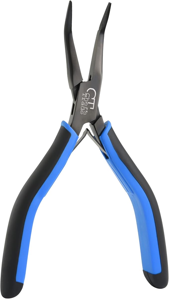 Fish Bone Pliers/Tweezers Stainless Steel Curved With Non-Slip Grip Black