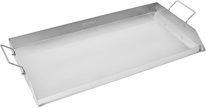 VEVOR Stainless Steel Griddle, 32x16 inch Universal Flat Top Rectangular Plate, Gas Grill Griddle for BBQ Grill, Teppanyaki, Portable Family Cookware with Handle, for Camping Tailgating Party