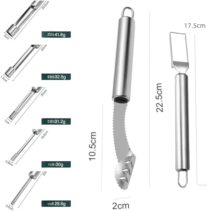 Fruit and Vegetable Corer Tool,Kitchen Fruit Carving Knife, Multi-Function Stainless Corer and Pitter Remover Set for Apple, Pear, Cherry, Jujube, Red Dates, Chili,Potato, Watermelon（10 Pcs）