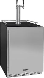 Kegco Kegerator 24" Wide Dual Tap Black/Stainless Steel Undercounter Beer Dispenser HK38BSU-2