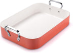 Double Burner griddle Pan,griddle pan for stove top & Oven,15.6x10.8 Ceramic Nonstick stovetop griddle,PFAS-Free,Induction Ready,Stainless Handles,Oven Safe 428°F,4.8QT，Terracotta Red