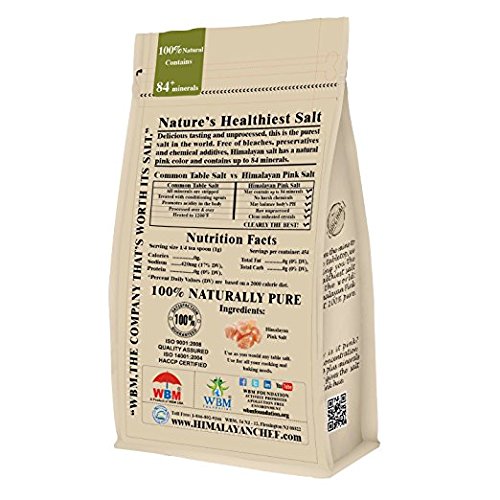 Himalayan Chef Pink Himalayan Salt Fine Grain, 1 lb Bag - Pure, Natural, Kosher, Non-GMO, Mineral-Rich, for Cooking, Seasoning, Baking, Table Use