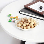 Porcelain Serving Dish,Ceramics Flower Relish Tray with Metallic Rim,Serving Bowls for Wedding,Party Perfect for Small Cereal, Pasta, Salad, Candy and Snacks White 6.6 inch (2pc-6.6 inch)