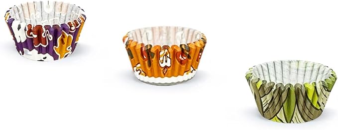 qiqee Halloween Cupcake Liners Mini Muffin Liners for Halloween 300-Count 6 Original Design No Smell, Food Grade Baking Cups Paper(Small Size)