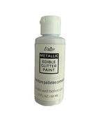 Edible Glitter Paint - 2 fl.oz Food Grade Metallic Glitter Cake Paint for Cake Decorating, Baking, Cupcakes - Shimmer Art Decorative Liquid Edible Paint Food Coloring for Fondant, Donuts (White)