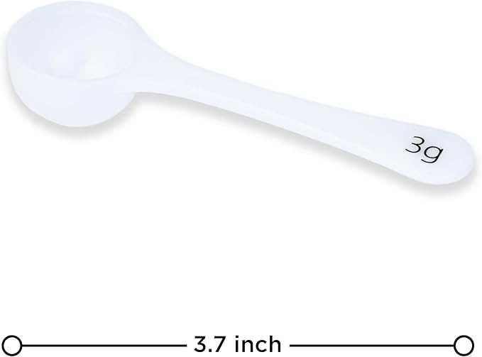 Measure spoons | measuring spoons set of 6 | exact dosing 3 gram scoop, 5 gram scoop, 7,5g, 10g, 15g, 30g | kitchen measuring set for powder and liquids | plastic medicine spoon and cups