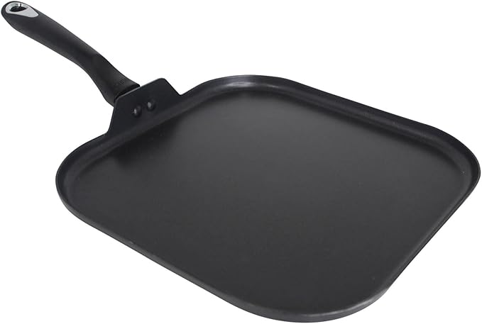 IMUSA 11in Bistro Aluminum Nonstick Square Griddle with Cool Touch Handle, Black