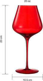 Red Ruby Crystal Wine Glasses Set of 6 | Elegant 20oz Tall Drinkware | Festive Holiday & Christmas Glassware for Hosting and Gifting | Sophisticated Italian-Inspired Barware for Wife, Mom, or Friend