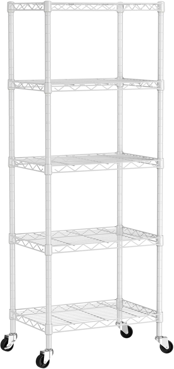 SINGAYE 5 Small Wire Shelves Kitchen Pantry Close Home Organizers and Storage Bathroom Shelf Laundry Room Organization Adjustable Book Metal Garage Shelving Unit