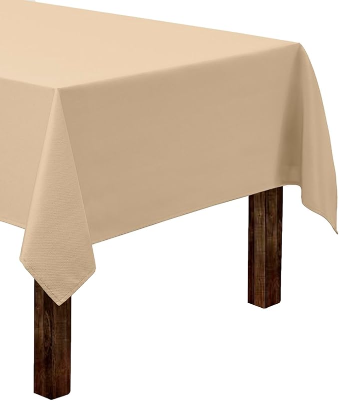 Gee Di Moda Rectangle Tablecloth - 60 x 126 Inch Beige Table Cloth for 8 Foot Rectangle Tables - Heavy Duty Washable Fabric - for Holiday Party, Dinner, Weddings, Baby Shower & Events