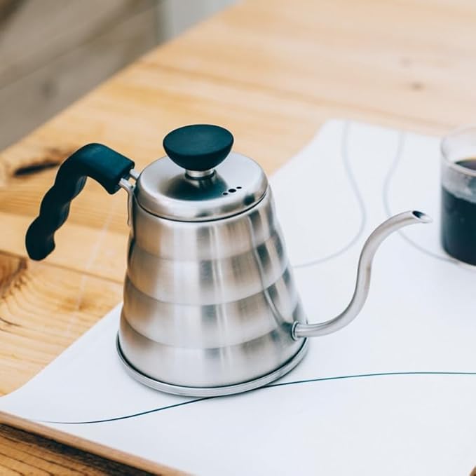 Hario V60 "Buono" Drip Kettle Stovetop Gooseneck Coffee Kettle 700ml, Stainless Steel, Silver