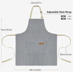 NLUS 2 Pack Kitchen Cooking Aprons, Adjustable Bib Soft Chef Apron with 2 Pockets for Men Women (Blue Pinstripes/Pink Pinstripes)