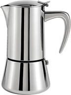 Stainless Steel Stovetop Espresso Maker – Italian Moka Pot, Induction Compatible Espresso Coffee Maker with Safety Valve (6 Cups)