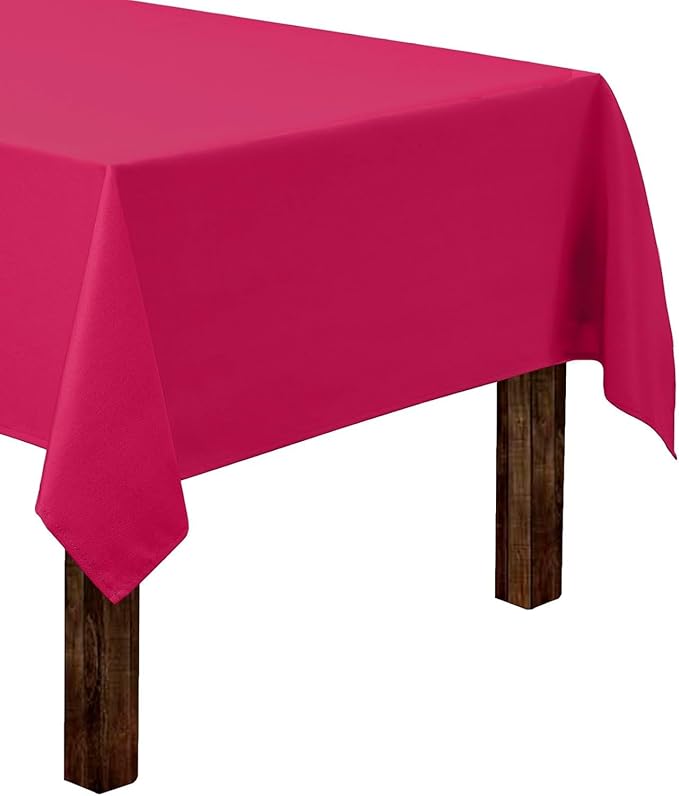Gee Di Moda Rectangle Tablecloth - 60 x 84 Inch Fuchsia Table Cloth for 5 Foot Rectangle Tables - Heavy Duty Washable Fabric - for Holiday Party, Dinner, Weddings, Baby Shower & Events