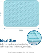 AMOAMI-Dish Drying Mats for Kitchen Counter-Silicone Dish Drying Mat-Kitchen Dish Drying Pad Heat Resistant Mat-Kitchen Gadgets Kitchen Accessories Kitchen Small Appliances(12" x 16", LIGHT BLUE)