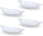 BIA Cordon Bleu Oval Au Gratin, Set of 4-24oz White Porcelain Baking Dishes, Glossy Finish - Microwave, Oven & Dishwasher Safe Cookware for Side Dishes, Casseroles & Gift Giving (13" x 7")