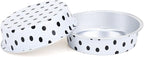 Beasea Mini Tart Pans with Lids 50 Pack, 4” 8oz Disposable Aluminum Baking Foil Tins Round Small White Black Dot Container for Individual Cupcake Dessert Muffin Ramekin Cheesecake Quiche Oven Dishes