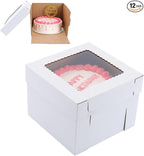 Tall Cake Boxes for Tier Cakes,10x10x8 Inch [12Pack ] Thick Sturdy Bakery Box with Window,White Cake Carrier, Disposable Cake Containers,Birthday Cake Boxes