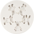 Bear Silicone Fondant Molds Pearl Fondant Mold Ball Pearl Semi Sphere Chocolate Molds Bow Candy Mold For Baby Shower Cake Decoration Cupcake Topper Polymer Clay Gum Paste Set of 5