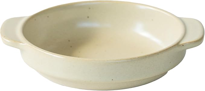 Santo Banko Ware Au Gratin Dish, Small, For One Person Capacity: 9.5 fl oz (270 ml), Heat Resistant, Pottery, Oven Safe, Direct Fire, Microwave, Dishwasher Safe, Stackable, Beige, Made in Japan
