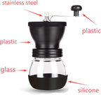 PARACITY Manual Coffee Bean Grinder with Ceramic Burr, Hand Coffee Grinder Mill Small with 2 Glass Jars( 11OZ per Jar) Stainless Steel Handle for Drip Coffee, Espresso, French Press, Turkish Brew