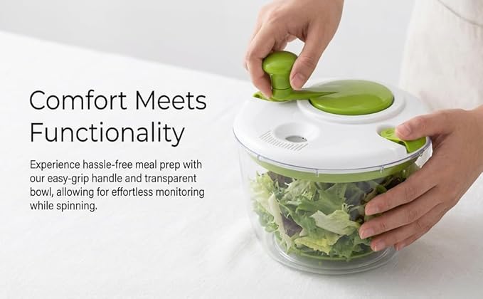 Salad Spinner-Lettuce Spinner | Best Fruit Washer With Fruit Washer Spinner Bowl, Easy-Spin Handle, 5QT