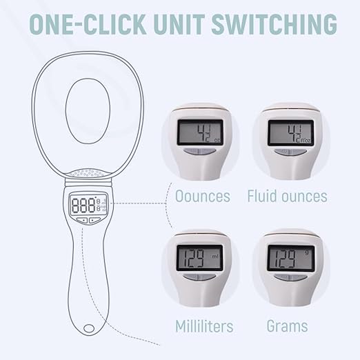 Digital Measuring Spoon, Electronic Measuring Spoon with LCD Screen, 800g / 0.1g High Precision Food Measuring Scoop Scale with Measuring Spoons for Food, Coffee,Spices, Dog Cat Food (1pcs)