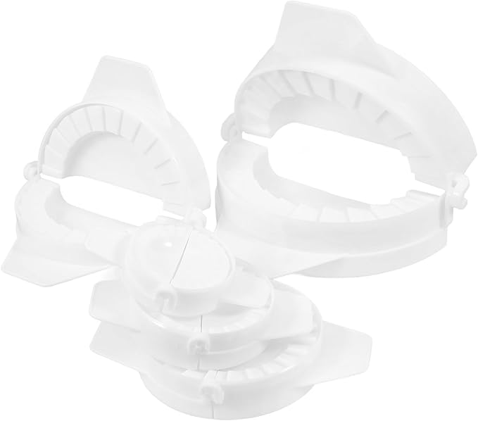 NUOBESTY 5pcs Plastic Dumpling Maker Mold Set with Turnover Press, Washable Ravioli and Wonton Wrapper Tool for Manual Dough Shaping, Kitchen Cooking Gadget for Home Use