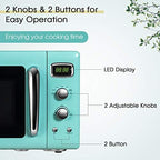 Retro Microwave Oven 0.9Cu.ft，900W Compact Countertop Microwave w/5 Micro Power & 8 Auto Cooking, Child Lock, Timer Setting & Glass Turntable, LED Display, Mint Green