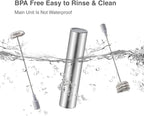 Milk Frother Handheld, Battery Operated Travel Coffee Frother Milk Foamer Drink Mixer with 2 Stainless Steel Whisks for Hot Chocolate, Batteries Included, Silver