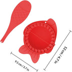 Dumplings Maker Tools Set with 4 Plastic Molds and Spoons Red Dumpling Press for Homemade Wrappers Kitchen Baking Gadgets for Family Cooking