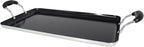 IMUSA 19x12in Aluminum Black Ceramic Double Burner Griddle with Cool-Touch Handles, Nonstick Flat Grill Pan for Pancakes, Eggs, Bacon, and More, Black