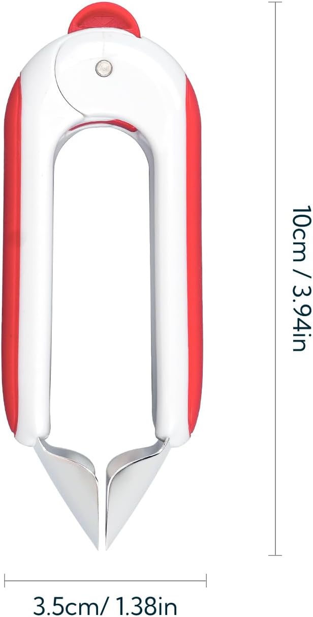 KITCHENDAO Strawberry Huller Corer Stem Remover with Safety Lock, Non-Slip Soft-touch Handle, Sharp Blades, Dishwasher Safe,1 Pack