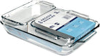 Anchor Hocking Glass Baking Dishes for Oven, 3 Piece Set (3 Qt Glass Casserole Dish, Cake Pan, and Bread Pan)