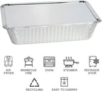MOACOCK 50 Pack Aluminum Pans with Lids(8.5"×6"), 2.25lb Foil Pans with Board Lids, Disposable Take Out Food Containers, Foil Pans for Meal Prep Freezer Cooking Baking