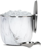 Snowfox XL - Insulated Ice Bucket with Lid/Scoops, Premium Vacuum Insulated Stainless Steel Ice Buckets for Parties, Ice Box, Home Bar Accessories, Parties Supplies, Bar Decor, 7L, Marble