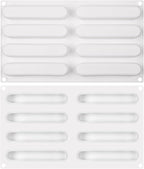 Ellipse Puff Silicone Molds, 3D Silicone Pastry Molds, Eclair Mousse Cake Baking Mold for Cake Decoration Candy Chocolate Truffle French Dessert Jelly Pudding (8-Cavity)