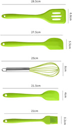 VICASKY 5pcs Silicone Kitchen Utensil Set with Spatula, Whisk, and Scraper, Heat Resistant Nonstick Cooking Gadgets for Baking and Food Preparation, Green