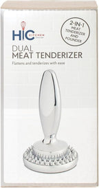 HIC Kitchen Dual Sided Meat Tenderizer Marinating Prep Tool, Chrome-Plated Zinc, 835 Grams, For Flattening Cutlets And Tenderizing Meat