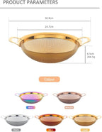 Stainless Steel Colander With Handle and Legs Drain Basket for Pasta, Spaghetti, Berry, Veggies, Fruits, Noodles, Salads, Fruit Colander Strainer Metal Rice Sieve Kitchen Utensils-Rainbow Color
