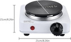 Compact and Portable Countertop Burner- Countertop Double Cast Iron Burner 2000 Watts Electric Hot Plate Temperature Controls White