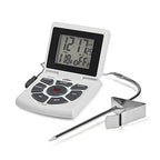 CDN Digital Probe Cooking, Cooling Thermometer, Smoker Oven Grill Candy Deep Frying, Multifunctional Thermometer/Timer/Clock with Loud Alerts, Stainless Steel Probe/Pot Clip, White or Silver (DTTC-W)