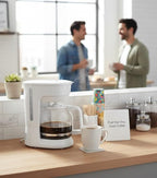 12-Cup Coffee Maker with Easy On/Off Switch, Easy Pour, Non-Drip Carafe with Removable Filter Basket,Keep Hot Plate,Clear Water Level Window Coffee Machine, Black (White)