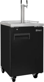 Kegco XCK-1B-2 24" Dual-Tap Commercial Kegerator – Stainless Steel Draft Beer Dispenser, Holds Full or Slim Kegs
